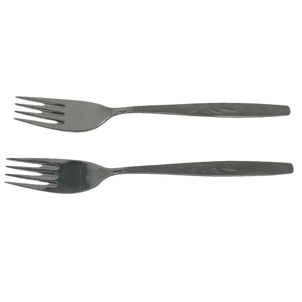 Two Oneida Will O' Wisp Cube Stainless Salad Forks 7” Flatware